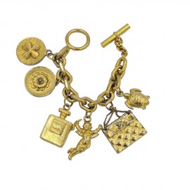 Bracelet charms vintage CHANEL doré