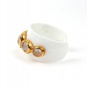 GOOSSENS Cuff Bracelet in White Resin and Rock Crystal Cabochons