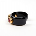 GOOSSENS Black Cuff Bracelet with Tinted Rock Crystal Cabochons