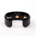 GOOSSENS Black Cuff Bracelet with Tinted Rock Crystal Cabochons