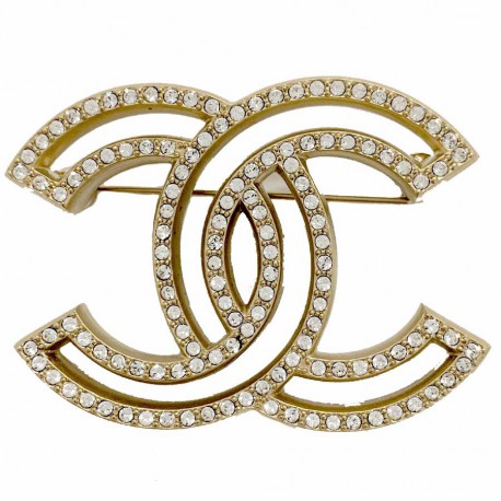 Broche CHANEL Double C strass