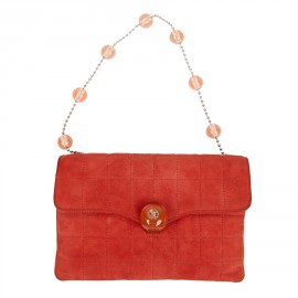 CHANEL Vintage Coral Suede Bag