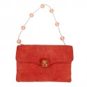 CHANEL Vintage Coral Suede Bag