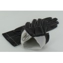 Gants HERMES en cuir lisse noir surpiqûres blanches