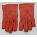 Gants HERMES en veau velours orange