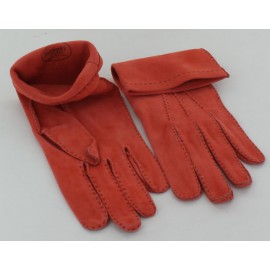 Gants HERMES en veau velours orange