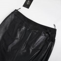 Jupe longue CHANEL T 44 en cuir d'agneau noir