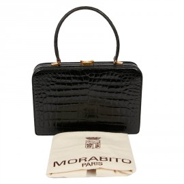 Black crocodile MORABITO vintage handbag