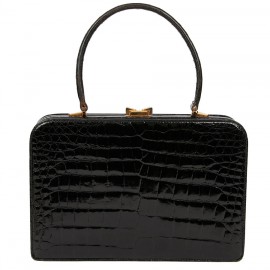 Black crocodile MORABITO vintage handbag