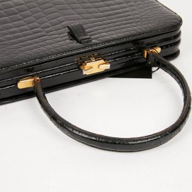 Black crocodile MORABITO vintage handbag