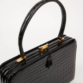 Black crocodile MORABITO vintage handbag