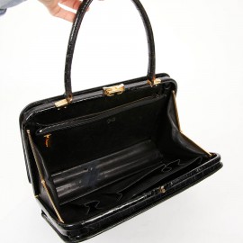 Black crocodile MORABITO vintage handbag