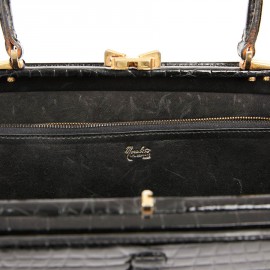 Black crocodile MORABITO vintage handbag