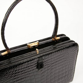 Black crocodile MORABITO vintage handbag