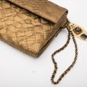 Long CHANEL pouch in matte copper gold python