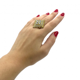 Bague SANS MARQUE strass jaune et transparent