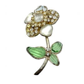 Broche fleur pâte de verre