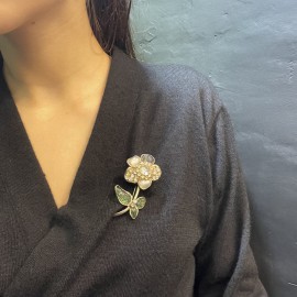 Broche fleur pâte de verre GRIPOIX