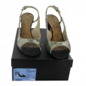 Sandales T 37 CHANEL en python gris argent