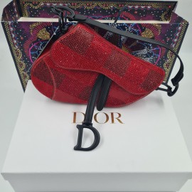 Saddle DIOR strass rouge noir