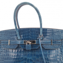 Birkin 35 HERMES crocodile Porosus bleu Mykonos