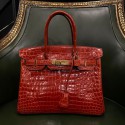 Sac Birkin 30 crocodile rouge sanguine