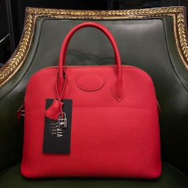 HERMES Bolide 35 Bag in Rouge Pivoine Epsom Leather