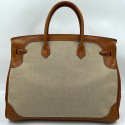 Birkin Ghillies 40 toile et cuir barenia gold