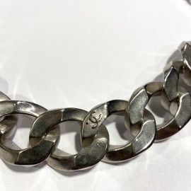 Collier CHANEL chaîne gourmette métal argent