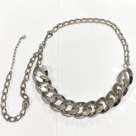 Collier CHANEL chaîne gourmette métal argent