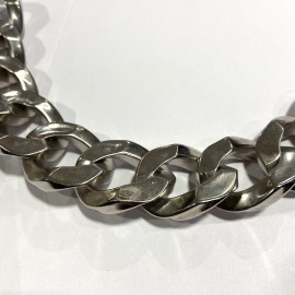 Collier CHANEL chaîne gourmette métal argent