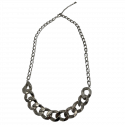 Collier CHANEL chaîne gourmette métal argent