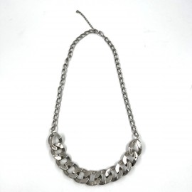 Collier CHANEL chaîne gourmette métal argent