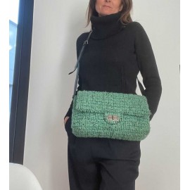 Sac CHANEL tweed vert