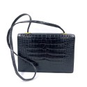 Sac HERMES croco noir Vintage