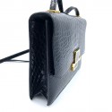 Sac vintage HERMES croco noir