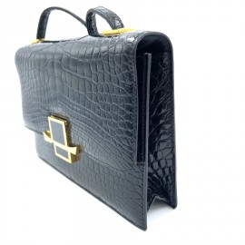 Sac vintage HERMES croco noir