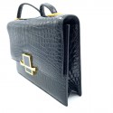 Sac HERMES croco noir Vintage