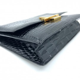 Sac vintage HERMES croco noir