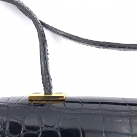 Sac vintage HERMES croco noir