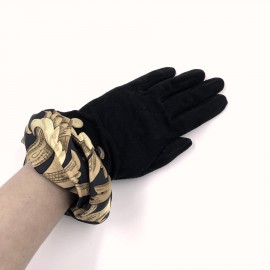 GANTS HERMES daim noir et soie