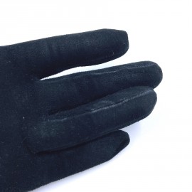 GANTS HERMES daim noir et soie