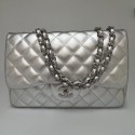 Jumbo CHANEL cuir argent