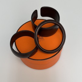 Bracelets HERMES cuir box marron