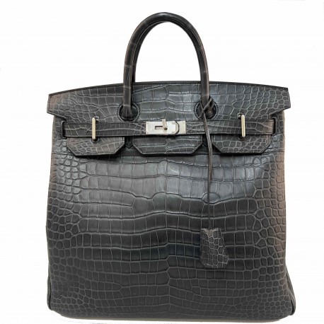 Sac HERMES HAC 40 croco noir