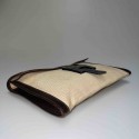 Pochette Jige HERMES toile cuir marron Vintage