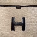 Pochette Jige HERMES toile cuir marron Vintage