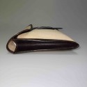 Pochette Jige HERMES toile cuir marron Vintage