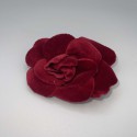 Broche camélia CHANEL velours rouge 