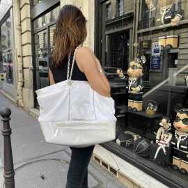 Grand sac de plage CHANEL éponge blanc